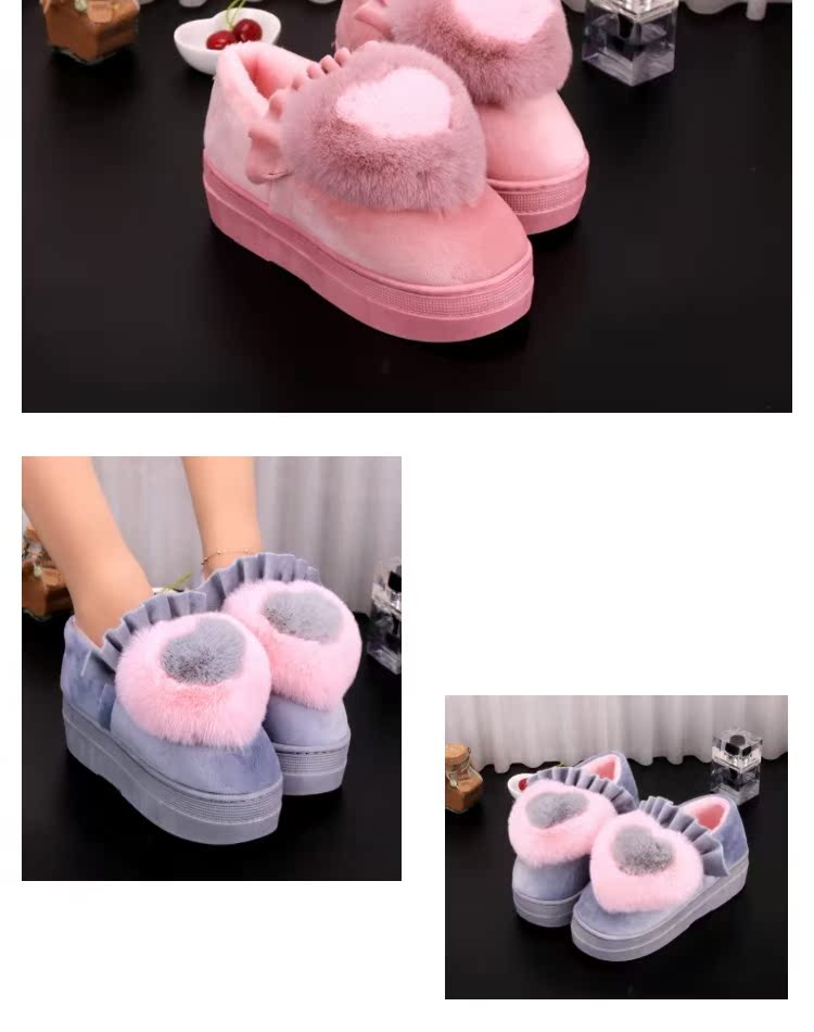 Dép cotton nữ mùa đông giày đế dày dễ thương Giày cao gót cotton cao gót chống trượt với cotton trailer nữ ấm trong tháng giày sandal nữ đế cao