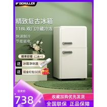 Demler Retro Refrigerator Mini petite maison de location de maison Dortoir Double portes ouvertes Épargne dénergie et économie dénergie Réfrigération congelée