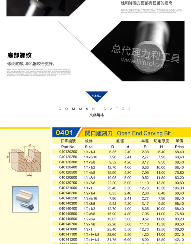 mũi khoan bê tông chuôi lục giác Lưỡi dao Chuanmu mũi khoan thẳng hình dao Mở dao khắc 1/2 * 1/4 chế biến gỗ công cụ cắt chuyên nghiệp dao phay 0401 mũi khoan đá