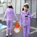 Quần áo mùa thu đông cho bé gái 2018 phiên bản Hàn Quốc mới của quần áo trẻ em nước ngoài trẻ em David cộng với áo ba lỗ dày bằng nhung quần ống rộng cho bé gái Phù hợp với trẻ em