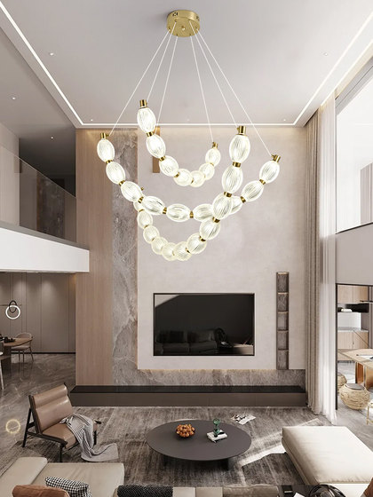 Nordic Fashion Creative Home Bedroom Living Room Lamp Post-Modern Warm and Beautiful Circular Strip Dining Room Bar Chandelier
