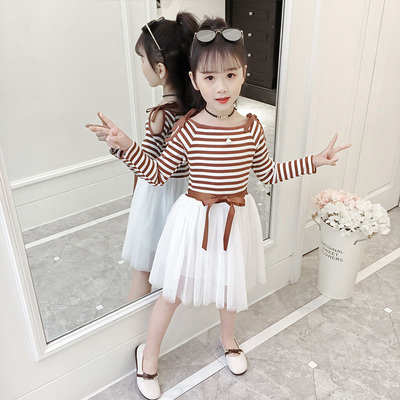 女童春秋连衣裙中大童超洋气儿童公主网纱裙