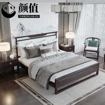 New Chinese solid wood bed white wax wood double large bed 1 8 m 1 5 modern minimalist light extravagant bedroom with bed and bed