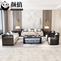 New Chinese Sofa Modern Minimalist Solid Wood Fabric Composition Living Room Prototype Board Room Clubhouse Classical minimalist Zen Furniture