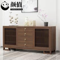 New Chinese-style Ujin Wood Minimalist Dining Side Cabinet Double Door Minimalist Wine Cabinet Storage Bowls Cabinet Cabinet Tea Water Cabinet Modern Storage
