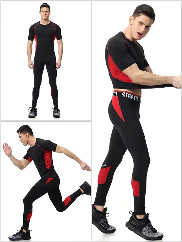 Bộ đồ thể thao mới nam co giãn nhanh khô thể thao Áo thun tập gym chạy hai bộ quần áo tập hè - Quần áo tập thể hình quần áo tập yoga