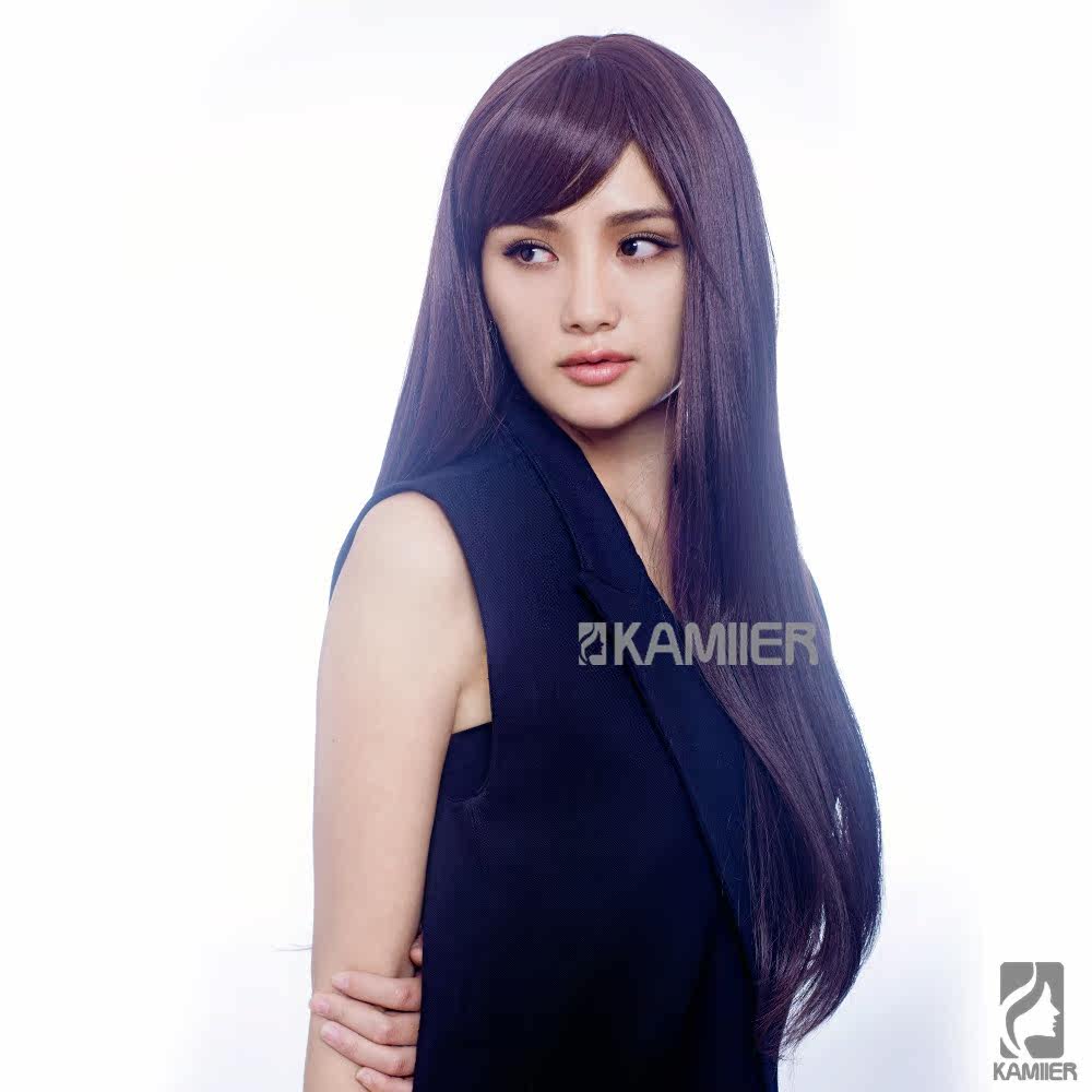 深棕色长直发柔顺仿真假发进口高温丝可烫染欧美逼真假发女长发套