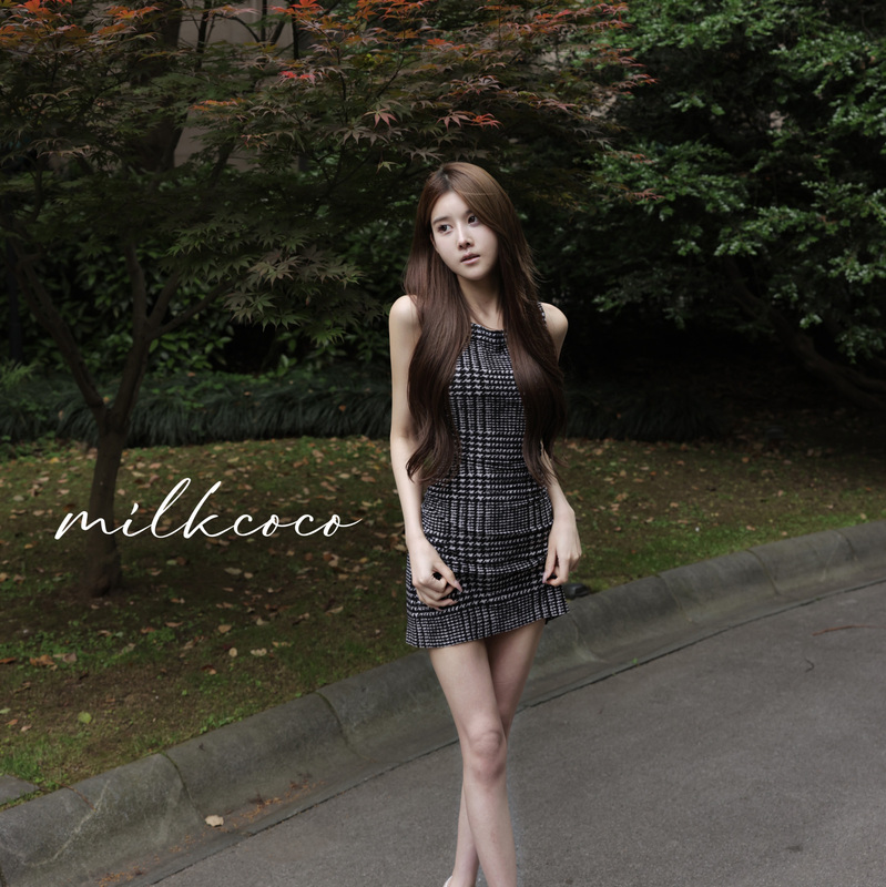 Milkcoco Diary Wutong Nannan Sleeveless Plaid Stretch Dress (Not Woolen Fabric)