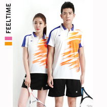 New badminton suit suit Xia men and women short sleeve turnover speed dry ping pong tennis uniform sports training clothing customised