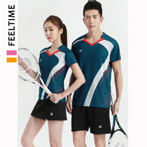 2021 new badminton suit suit men and women short sleeves speed dry breathable running tennis match team purchase customised