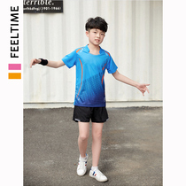 Childrens Badminton Suit Womens Summer 2021 New Childrens Clothing Mens Short Sleeve Speed Dry Table Tennis Training Match Suit