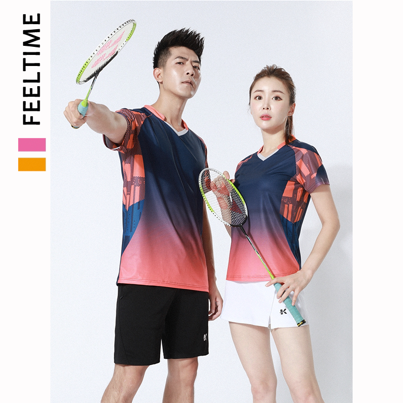 2021 new custom quick-drying badminton suit women's summer short-sleeved breathable volleyball table tennis tennis sports suit men