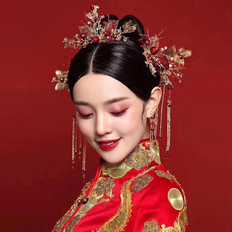 Chinese style minimalist bridal headwear retro style and conserved antique hair accessories Ancient Clothing Hair Accessories Suit wedding flow Su steps
