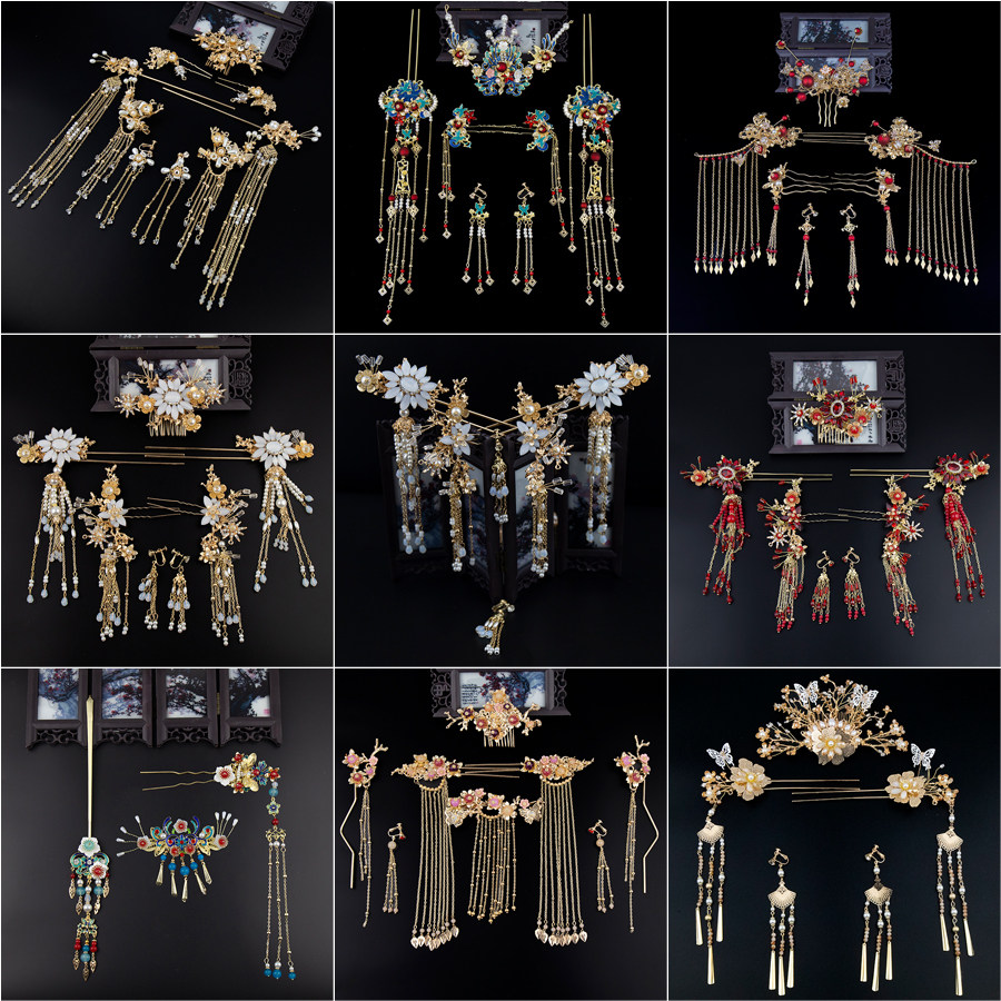 Han clothing hair hair crown ancient style swing flow Suming hair shape Chinese shale shale head decoration bride accessories