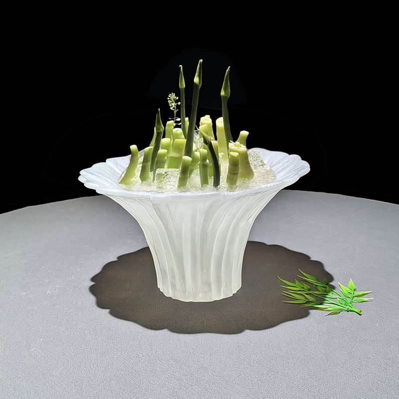 New High-Footed Trumpet-Shaped Hot Pot Creative Table Setting for Side Dishes, Vegetable Bucket, Bowl, Vegetable Plate, Shrimp