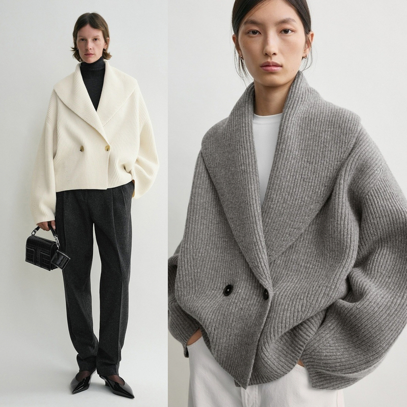 Scandinavian Ttm Wool Silhouette Green Fruit Collar Cardigan Sweater Women's Loose Normcore Work Clothing Knitted Jacket Scandinavian Ttm Wool Silhouette Green Fruit Collar Cardigan Sweater Women's Loose Normcore Work Clothing Knitted Jacket