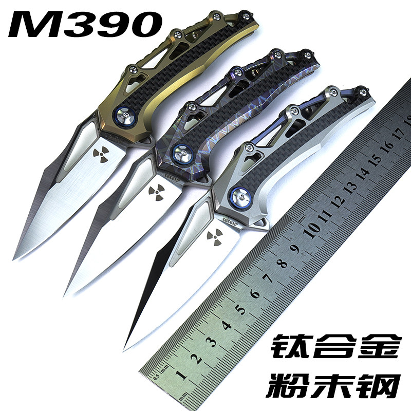 M390 powder steel folding knife unboxing knife outdoor knife dismantling express mini knife sharp portable titanium alloy folding knife