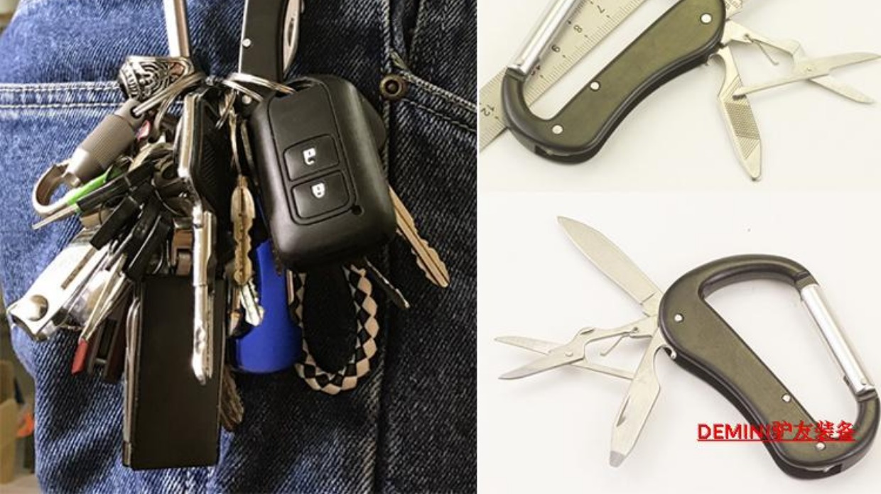 Đa chức năng dao gấp dao Mini dao quân đội Thụy Sĩ dao carabiner treo chìa khóa vòng dao ngoài trời gấp dao bộ dao nhà bếp của Nhật