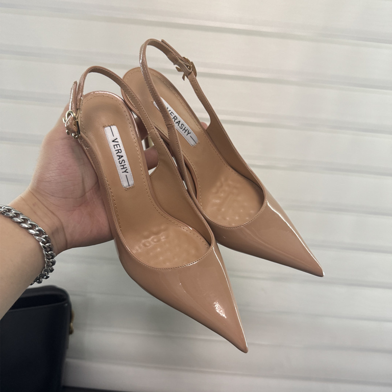 Nude High Heels for Women 2026 New Style Sexy Stiletto 10cm Comfortable Pointed Toe Ankle Strap Closed-Toe Sandals for Women Summer