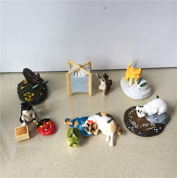 Yujin Scene Wriggle EggJapanese Home Cat Rakuko Scene Hand Run 6 points BJD with DIY materials