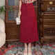 Long skirt A-line skirt Korean casual red slit skirt