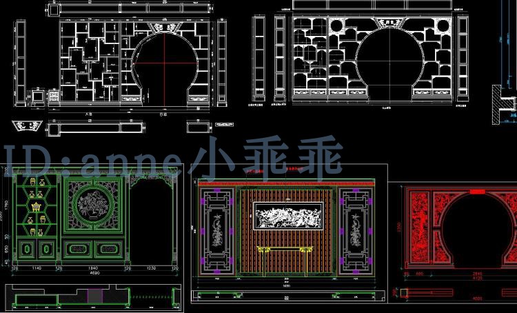 tivi qled samsung Toàn bộ gỗ cổ điển Trung Quốc biệt thự tường nền CAD mặt tiền TV nền bảng điều khiển màn hình cornice khắc phòng khách cad - TV tivi samsung