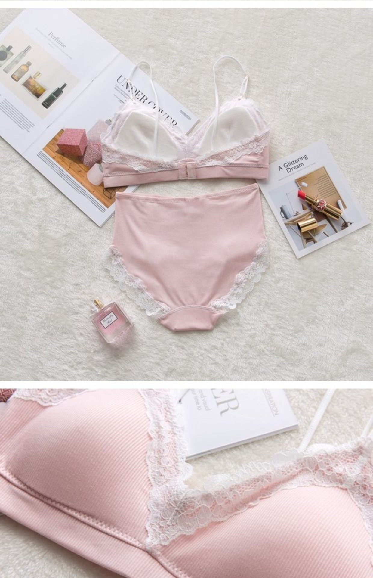 Mùa hè mỏng không có vòng thép hình tam giác cup đồ lót cô gái cotton dễ thương thoải mái ren bên áo ngực quan lot nu