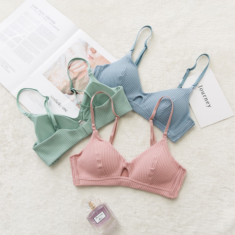 Cotton gợi cảm và thoải mái sườn ngực nhỏ đồ lót mùa hè mỏng mềm mà không có vòng thép brXL thu thập áo ngực học sinh quần lót nữ triumph
