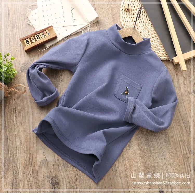 C8 dày mềm 糯 cotton ~ trẻ em nửa cổ cao cổ áo đáy 2018 áo thun dài nữ nữ vest ấm áp mùa thu áo thun bé trai xuất khẩu