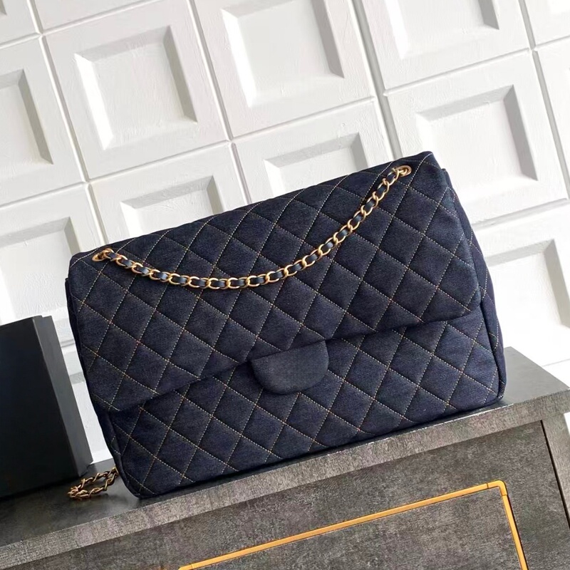 20/26P New Maxi Denim Flip Airport Bag Retro Fashion Large Capacity Single Shoulder Crossbody Underarm Bag