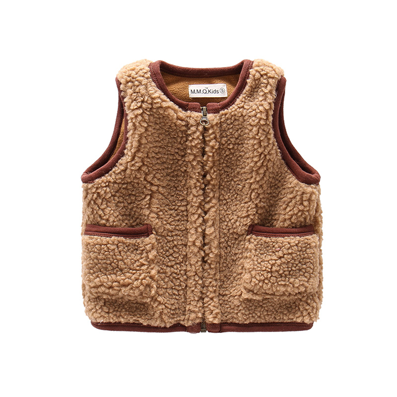 Trẻ em mặc vest trẻ em 2018 thu đông mặc mới 1-3 tuổi em bé Hàn Quốc mặc áo vest đôi vai bé trai áo gile nỉ cho bé trai bé gái