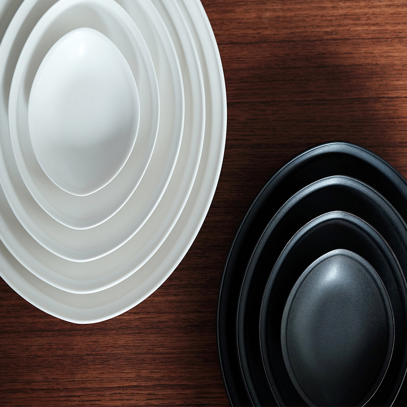 [Idealism·Tableware] Zi Kou Series Dinner Plates Newly Upgraded Boat Plate Oval Plate Fusion White Tableware