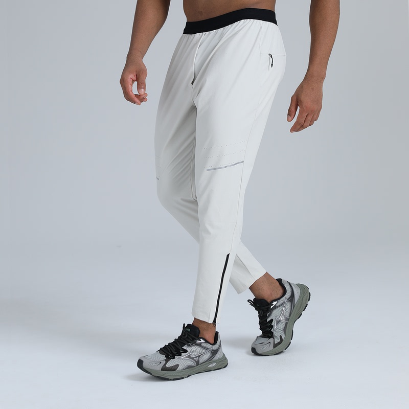 Liofro Spring New Running Outdoor Sports Nine-Point Pants for Men, Quick-Drying, Breathable, Slim-Fit, Tapered with Zipper, Fitness Pants