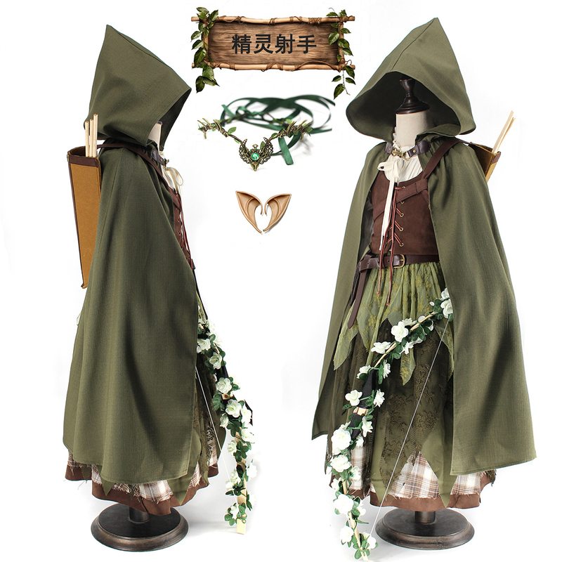 Halloween Girl Elf Archer Jungle Ranger Forest-Themed Long Dress Archer Costume Parent-Child In-Stock Free Shipping Halloween Girl Elf Archer Jungle Ranger Forest-Themed Long Dress Archer Costume Parent-Child In-Stock Free Shipping