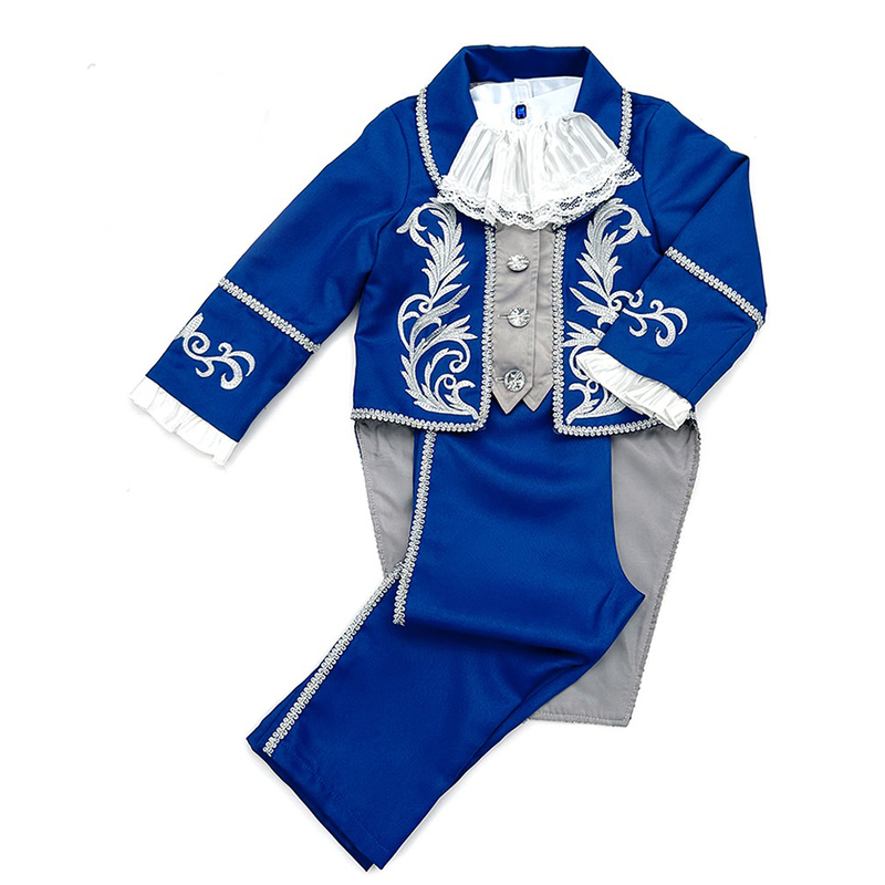 Boys' Halloween Court-Style Prince Costume Tuxedo Pants Set Dress Beauty and the Beast 