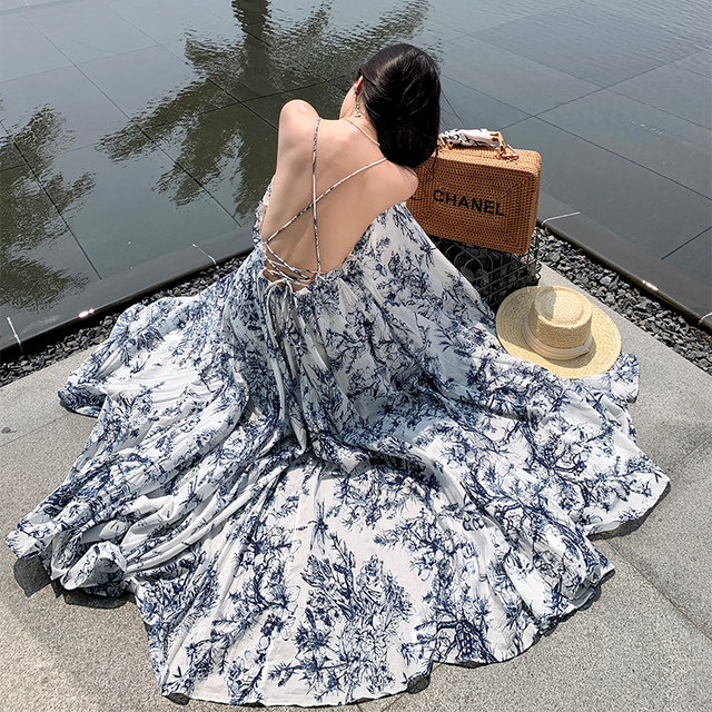 Dali Erhai Lake Photo Skirt Fairy Oversized Swing Floral Long Skirt to Ankle Tall Xishuangbanna Holiday Skirt