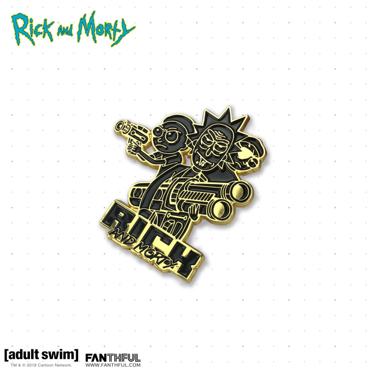 Black AND gold insignia for Rick AND Morty