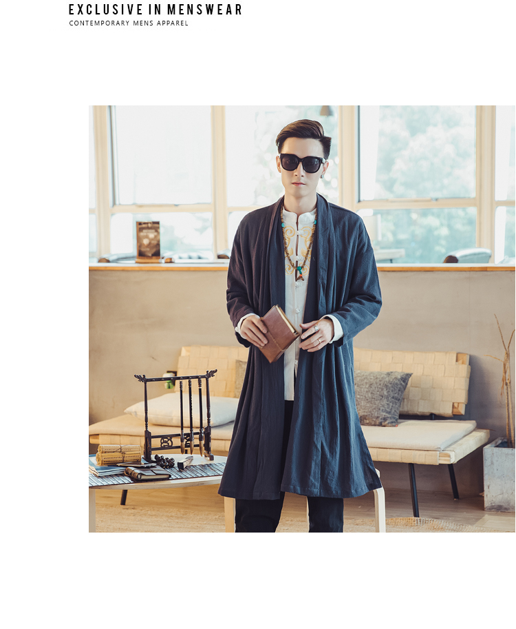 Trung quốc phong cách dài thiền của nam giới retro áo bông cardigan coat kích thước lớn áo choàng người đàn ông lỏng lẻo của áo gió mùa thu