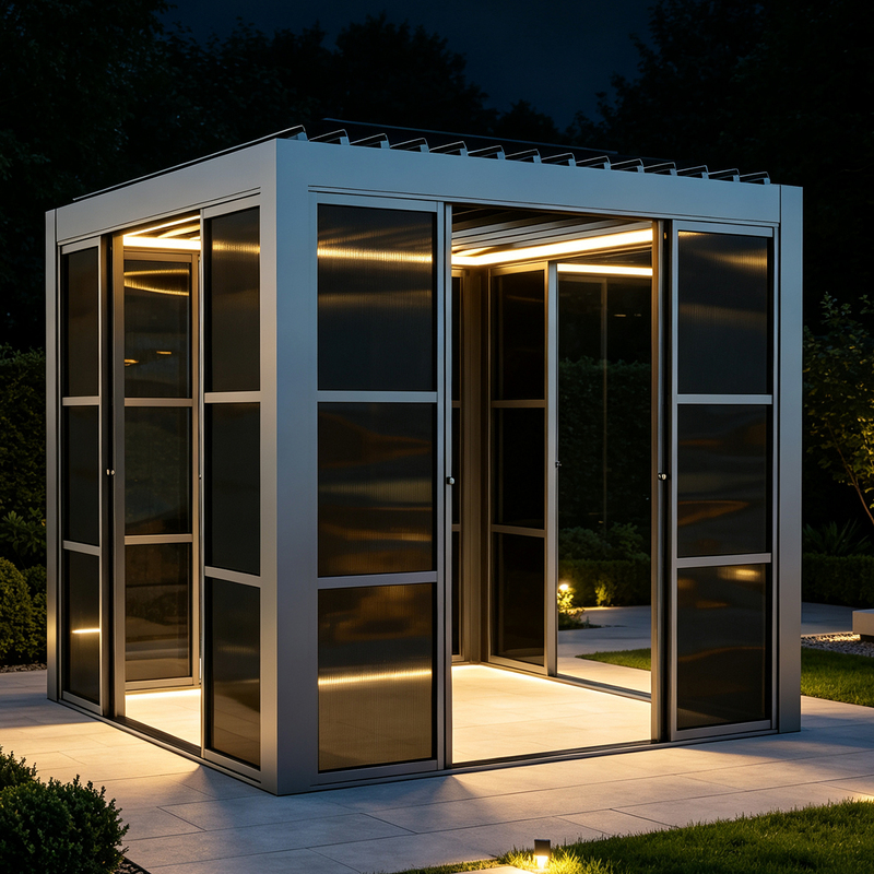 Outdoor Gazebo Sunroom Louvered Awning Canopy Led Light Simple Assembly House Courtyard Garden Restaurant Steel Structure Outdoor Gazebo Sunroom Louvered Awning Canopy Led Light Simple Assembly House Courtyard Garden Restaurant Steel Structure