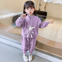 Girls autumn winter clothing red suit 2022 new gas fashionable baby thickens sports childrens clothes two pieces