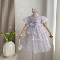 Girl Star Dalu Princess Dress 2023 Summer New Childrens Short Sleeve Girl Fairy Sweet Dress