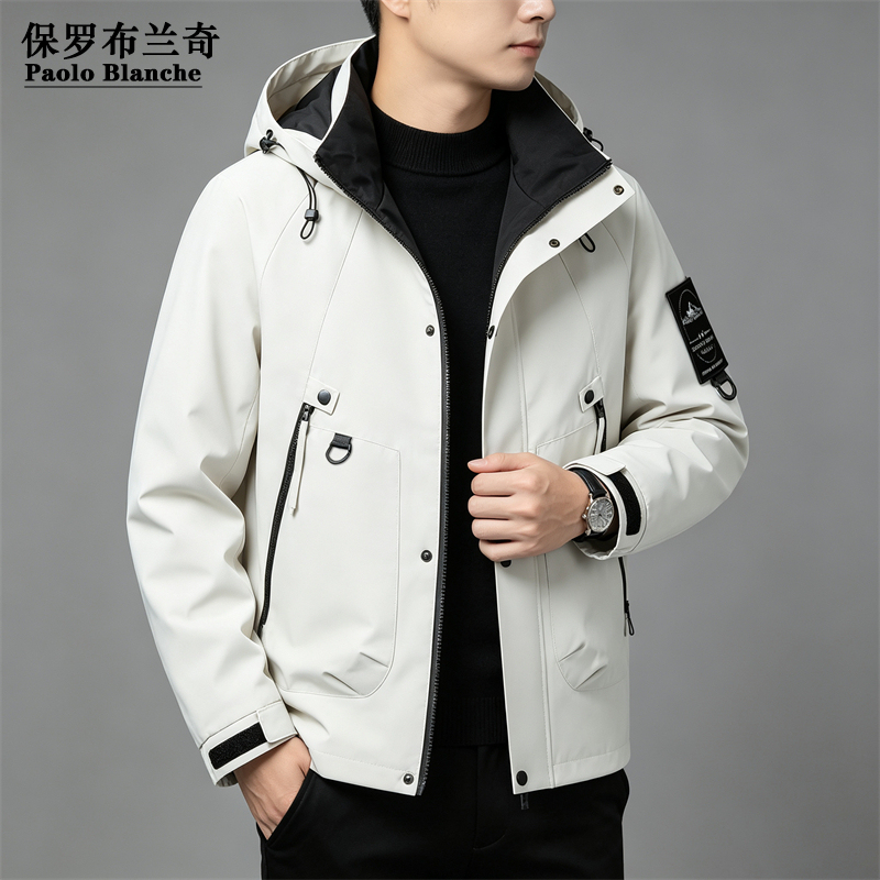 Paul's New Spring and Autumn Men's Hooded Jacket, Loose Casual Windproof and Rainproof Jacket, Couple Style Versatile Outerwear Paul's New Spring and Autumn Men's Hooded Jacket, Loose Casual Windproof and Rainproof Jacket, Couple Style Versatile Outerwear