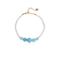 (Self-operated) Idokawa natural freshwater pearl bracelet aquamarine emotional stability bracelet blue crystal bracelet