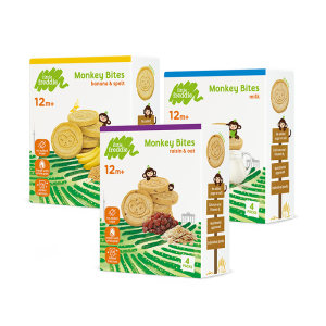 小皮欧洲进口宝宝辅食磨牙全谷物饼干80g*3 无添加糖婴儿零食一岁