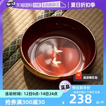 (Self-operated) hatsuichi Japan imported Yamanaka lacquer resin big bowl Japanese gold foil crane fruit plate