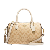 (Self-operated) COACH Womens Medium Shoulder Handbag Boston Bucket Bag Khaki Light Sand Color