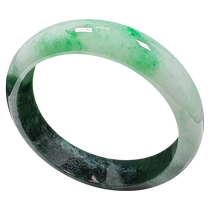 (Self-operated) Qianyu Picking Up Burmese natural A-grade jadeite half-icy floating sun green half-circle dark green flower bracelet