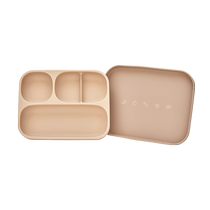 (Self-operated) Moyuum Korea imported silicone partitioned adsorbent dinner plate with lid food supplement tableware lunch box suction cup