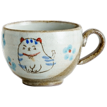 Japan imported Seto ware handmade cute cat mug Japanese style household ceramic water cup breakfast cup
