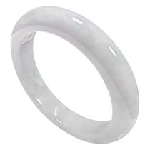 (Self-operated) Qianyu Shiguang Burmese natural A-grade jadeite ice-moistened pale green flower pale purple delicate jade bracelet